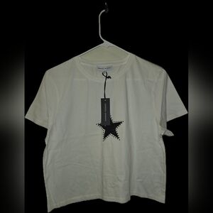 Rebecca Minkoff White Tee with Black Star Design
